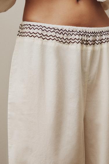 PANTALON FRONCÉ NOËL - Écru de Zara - Image 5