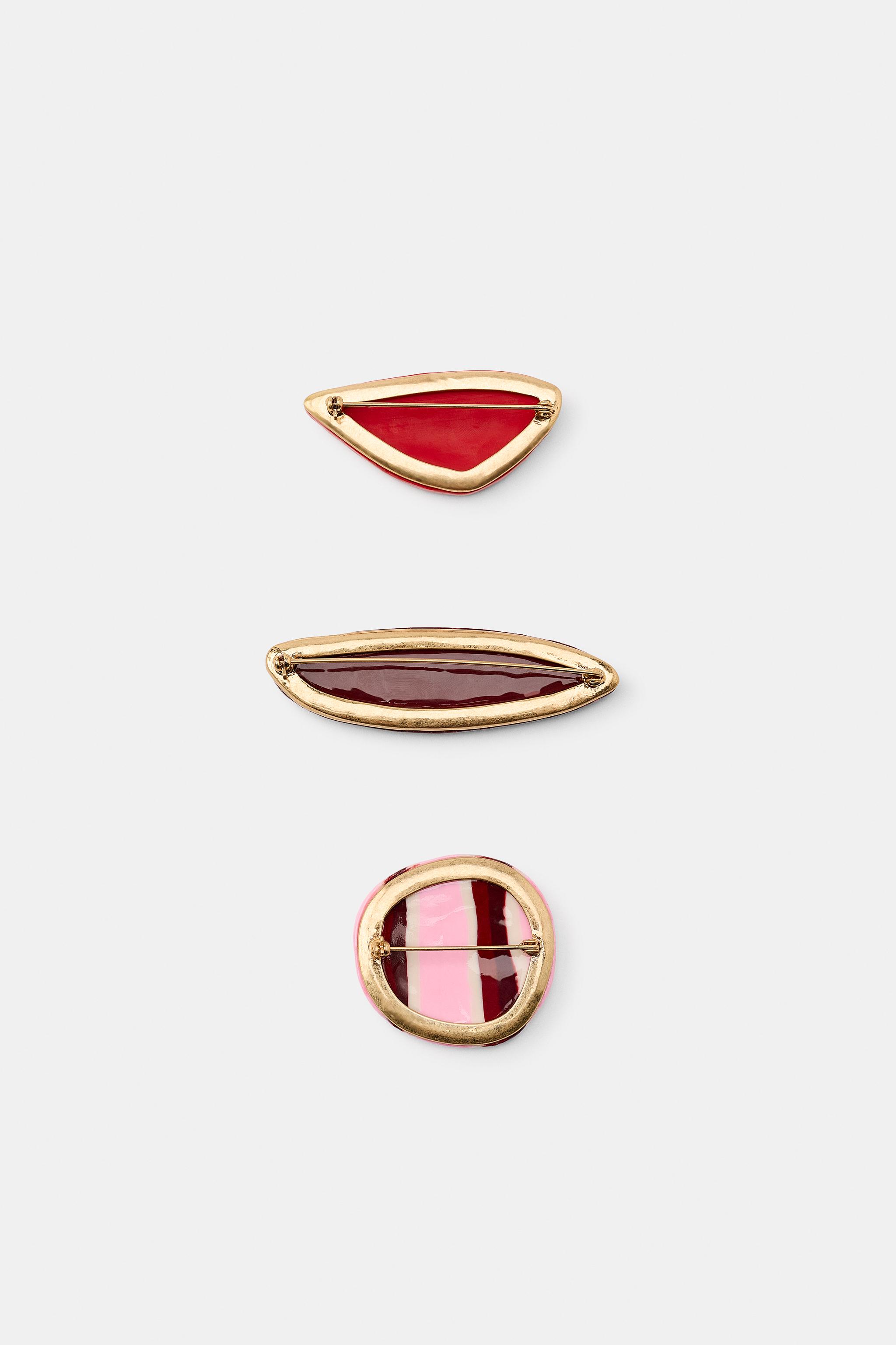 LOT DE 3 BROCHES EN RÉSINE