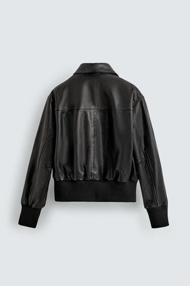 BLOUSON COURT EN CUIR ÉDITION LIMITÉE - Noir de Zara - Image 7