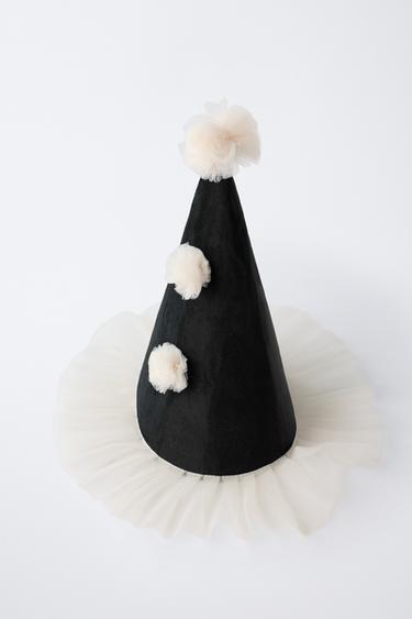 HARLEQUIN CLOWN FANCY DRESS HAT - Black by Zara - Image 2