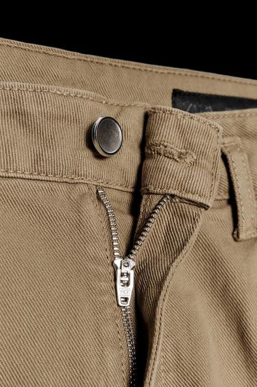ZW COLLECTION CROPPED CHINO TROUSERS - Olive green by Zara
