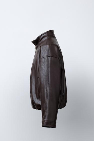 BLOUSON EN MATIÈRE SYNTHÉTIQUE - Marron de Zara - Image 2