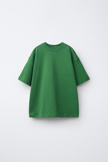 Zara PLAIN T-SHIRT - Mid-green
