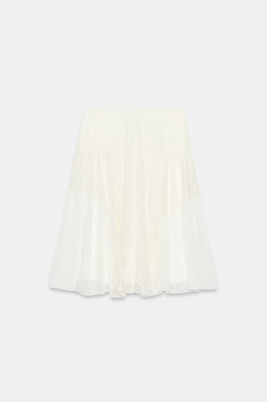 CONTRAST LACE SKIRT - Ecru by Zara - Image 6