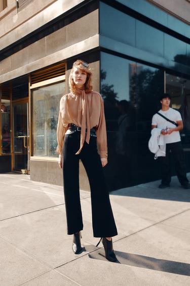БЛУЗА С ШАРФОМ — ZW COLLECTION — Персиковый от Zara — изображение 0