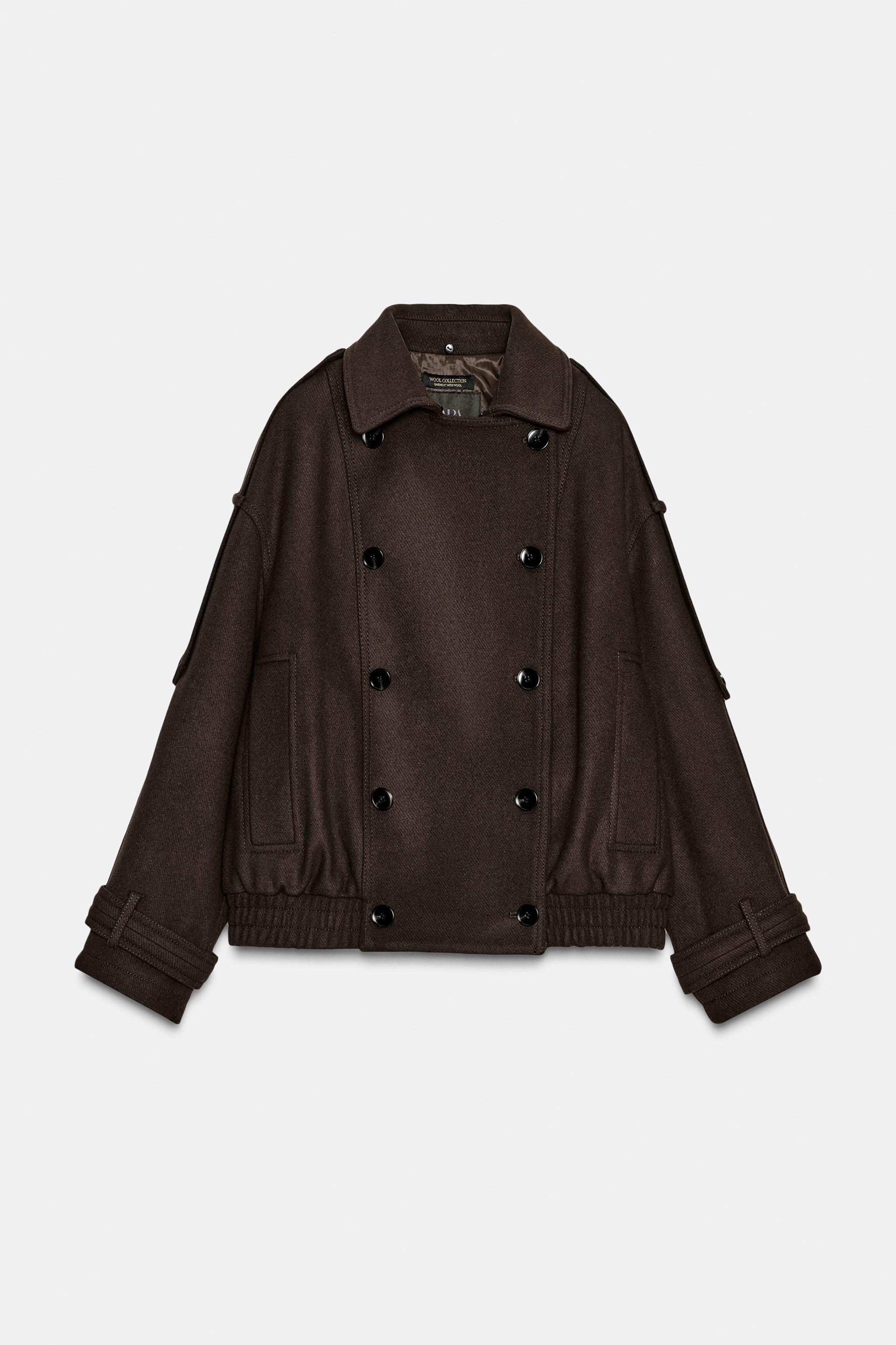 WOOL BLEND FAUX FUR COLLAR JACKET ZW COLLECTION