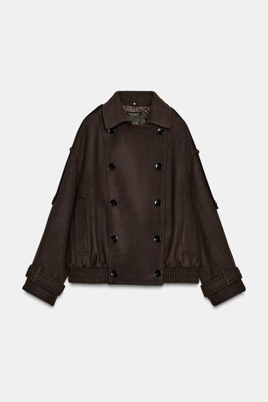 VESTE AVEC LAINE COL EFFET FOURRURE ZW COLLECTION - Marron de Zara - Image 7