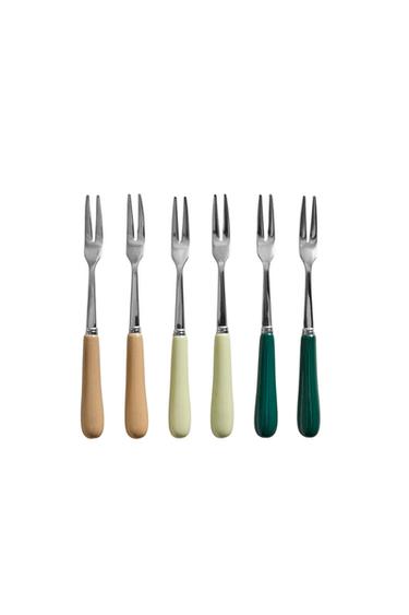 Zaras SET MED 6 SPETT MED KERAMIKHANDTAG - GRÖN