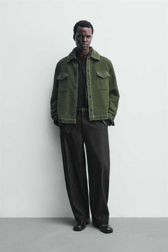 TEXTURED TOPSTITCHING OVERSHIRT