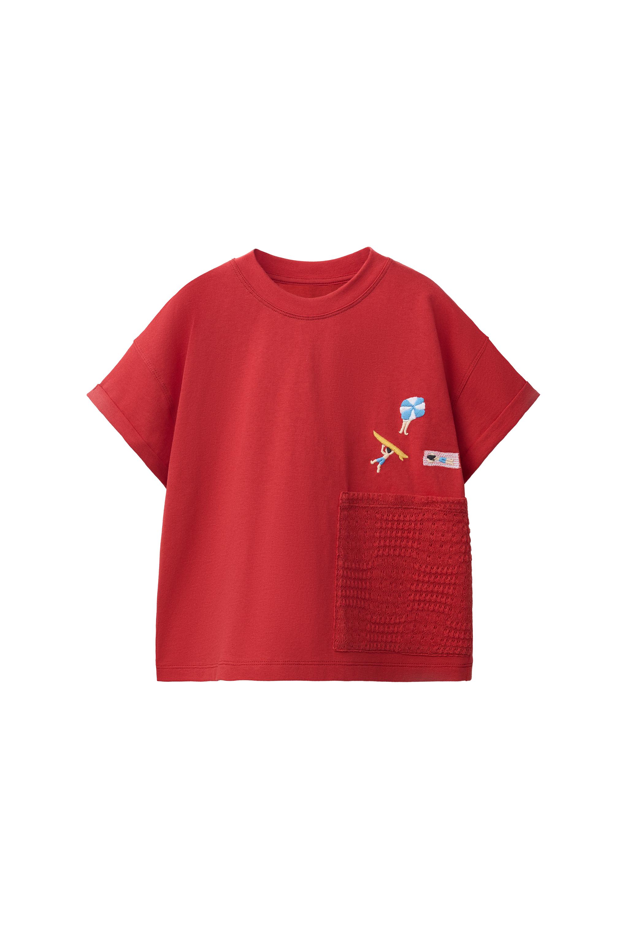 CROCHET KNIT POCKET T-SHIRT - Red | ZARA Canada