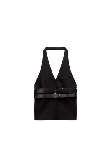 BELTED HALTERNECK WAISTCOAT TOP