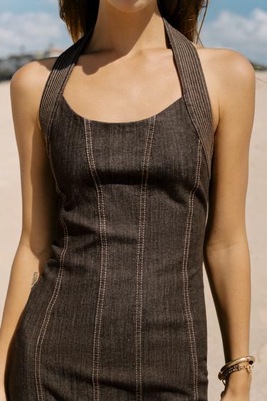 VESTIT Z1975 MIDI HÀLTER DENIM - Marró de Zara