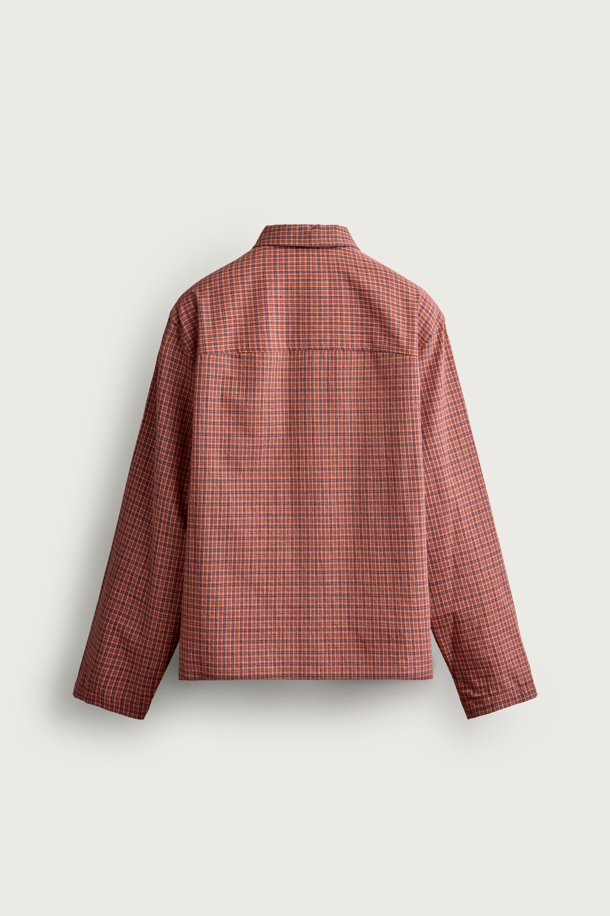 CHECKED FROG FASTENING SHIRT — Red