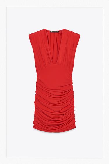 ROBE COURTE À ÉPAULETTES - Rouge vif de Zara