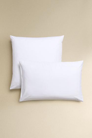 SCALLOPED EDGE COTTON PERCALE PILLOWCASE (800 THREAD COUNT) - White by Zara - Image 0