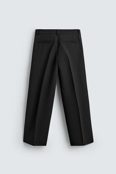 CROPPED WIDE-LEG PLEATED TROUSERS - Black by Zara - Image 7