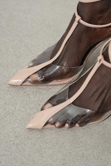 Zara VINYL SLINGBACK SHOES - Beige - Image 0