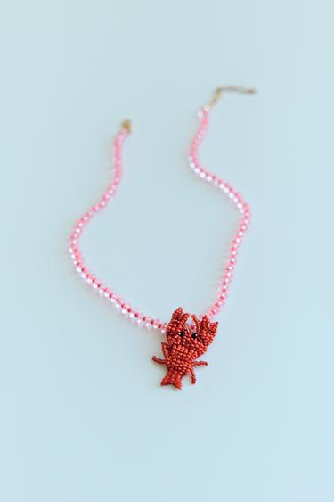 LOBSTER BEAD NECKLACE - Red by Zara