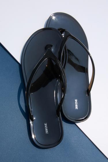 FLAT JELLY SANDALS - Black by Zara