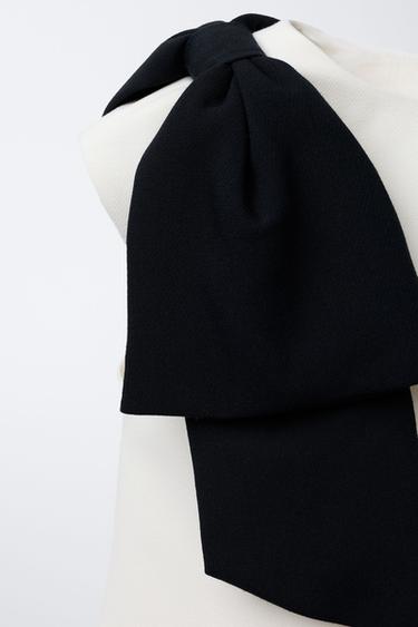 TOP NŒUD EN CONTRASTE - Écru / Noir de Zara - Image 3