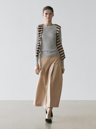 Zara Midi skirt with box pleats - Sand - Image 0