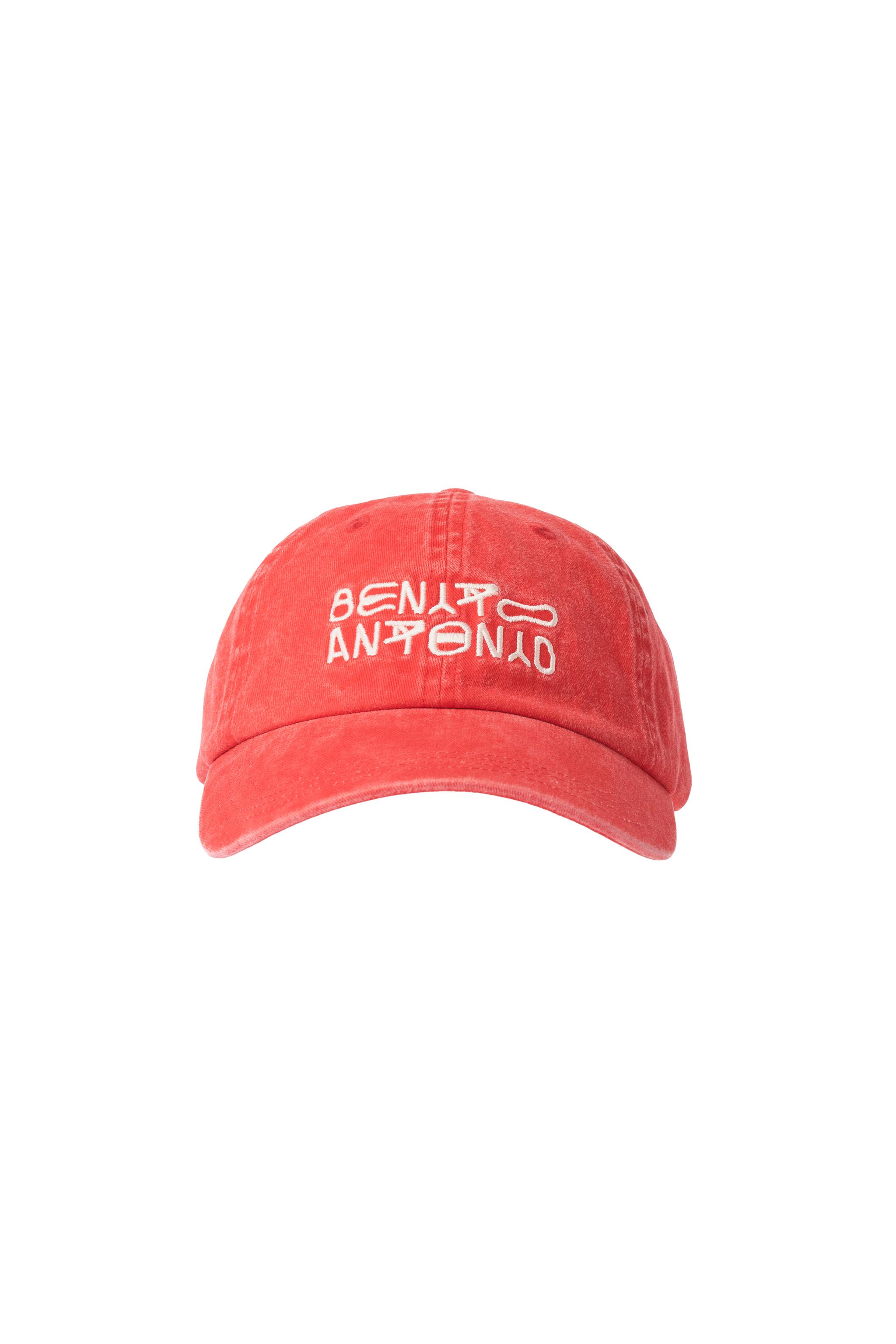 WASHED LOGO EMBROIDERY CAP — Mid-red