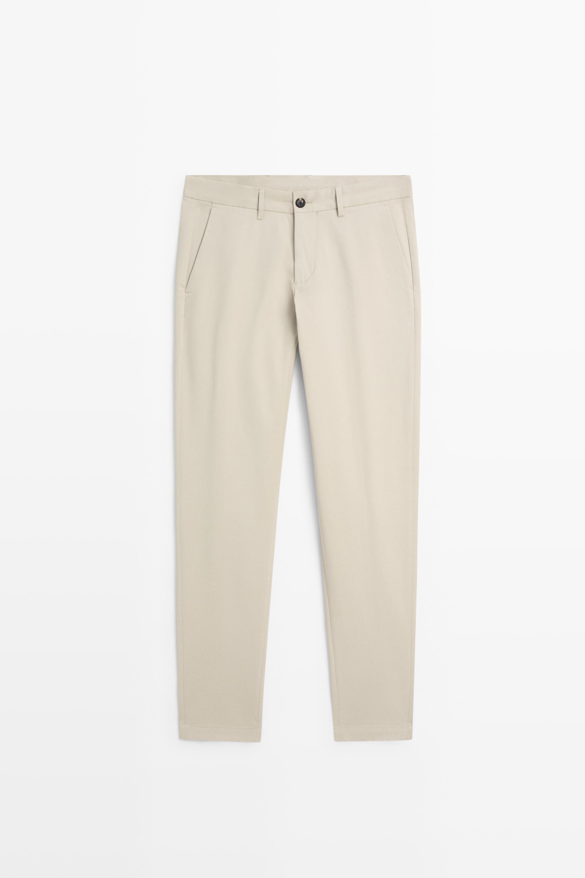 Cotton blend slim fit pants