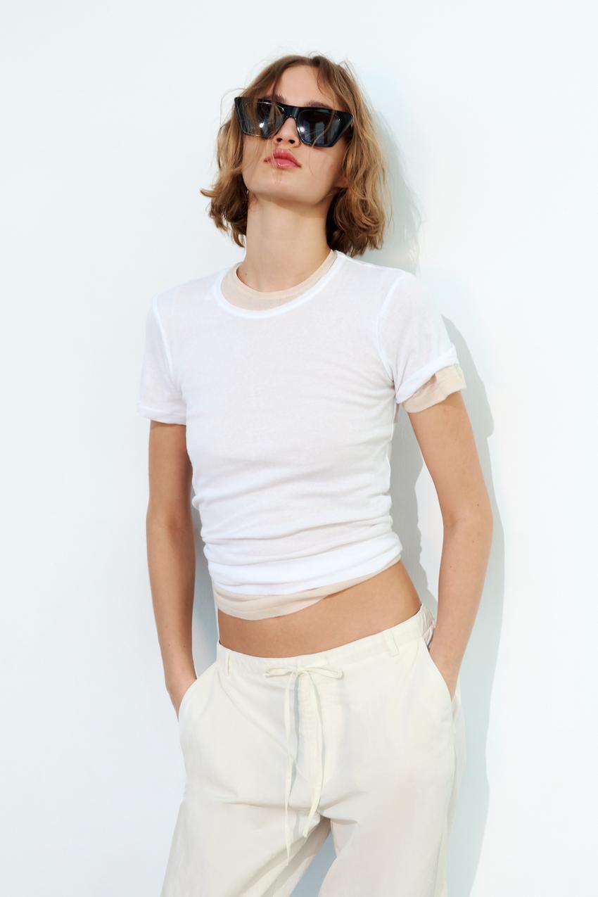 camiseta deporte mujer refuerzo-pecho. Tiras transparente