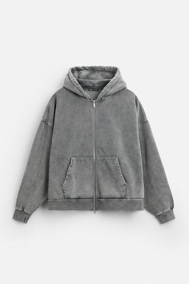 WASHED HOODIE - Dark anthracite by Zara