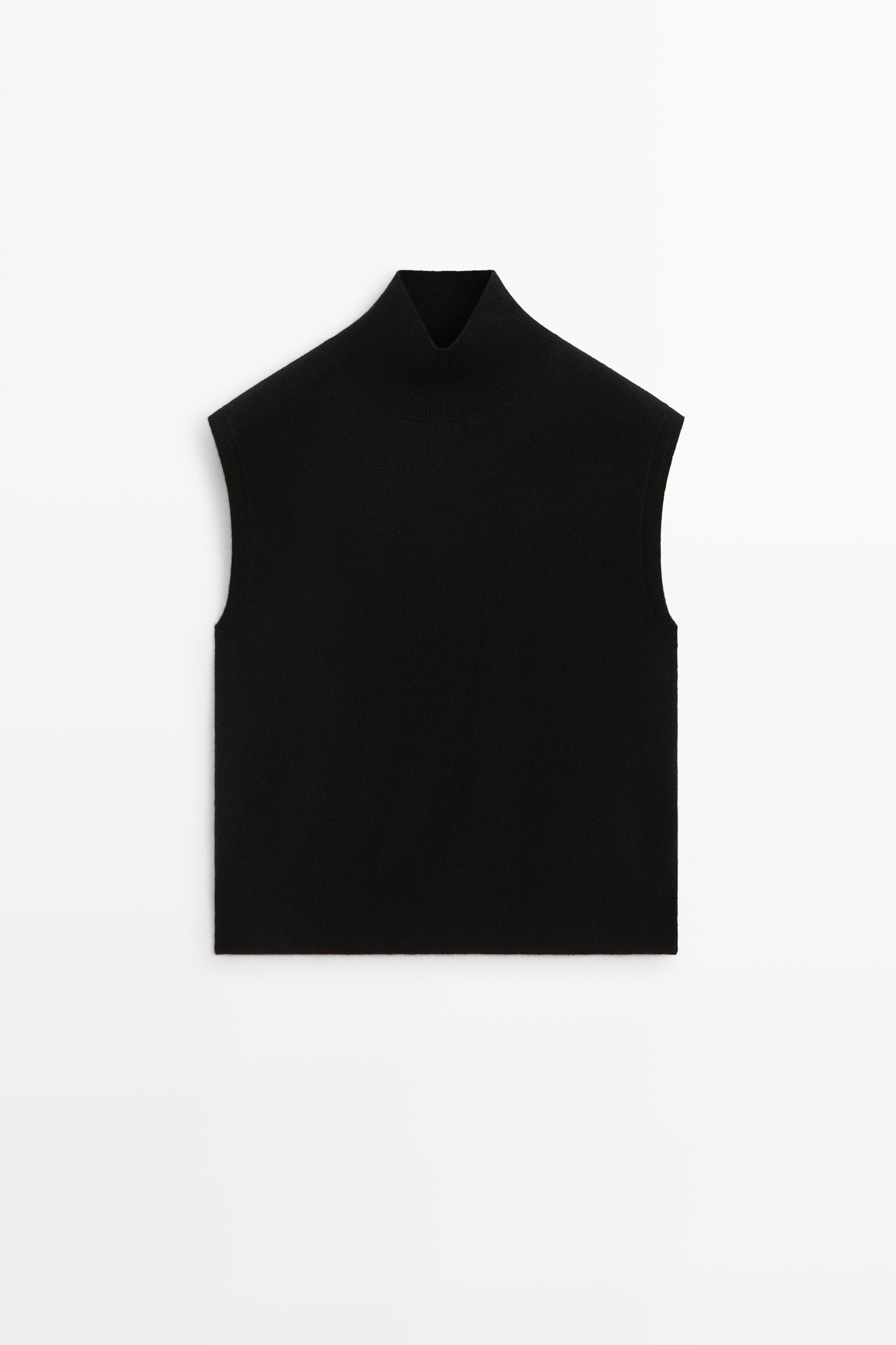 Wool blend mock turtleneck knit top