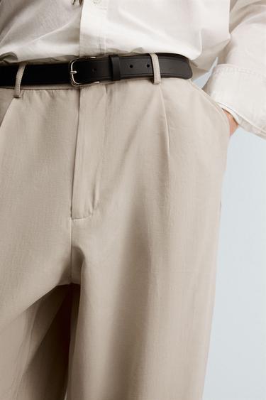 FLOWING PLEATED TROUSERS - Light beige by Zara - Image 5