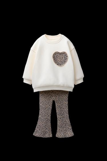 PRINTED FLARE SWEATSHIRT AND LEGGINGS SET - Mid-ecru by Zara