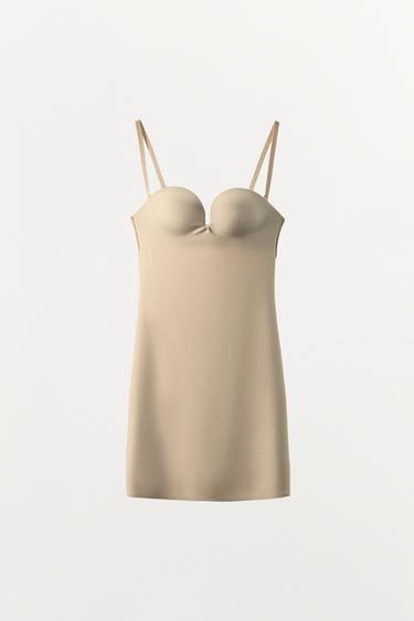 BODY SHAPE POLYAMIDE MINI DRESS - Beige-pink by Zara - Image 4