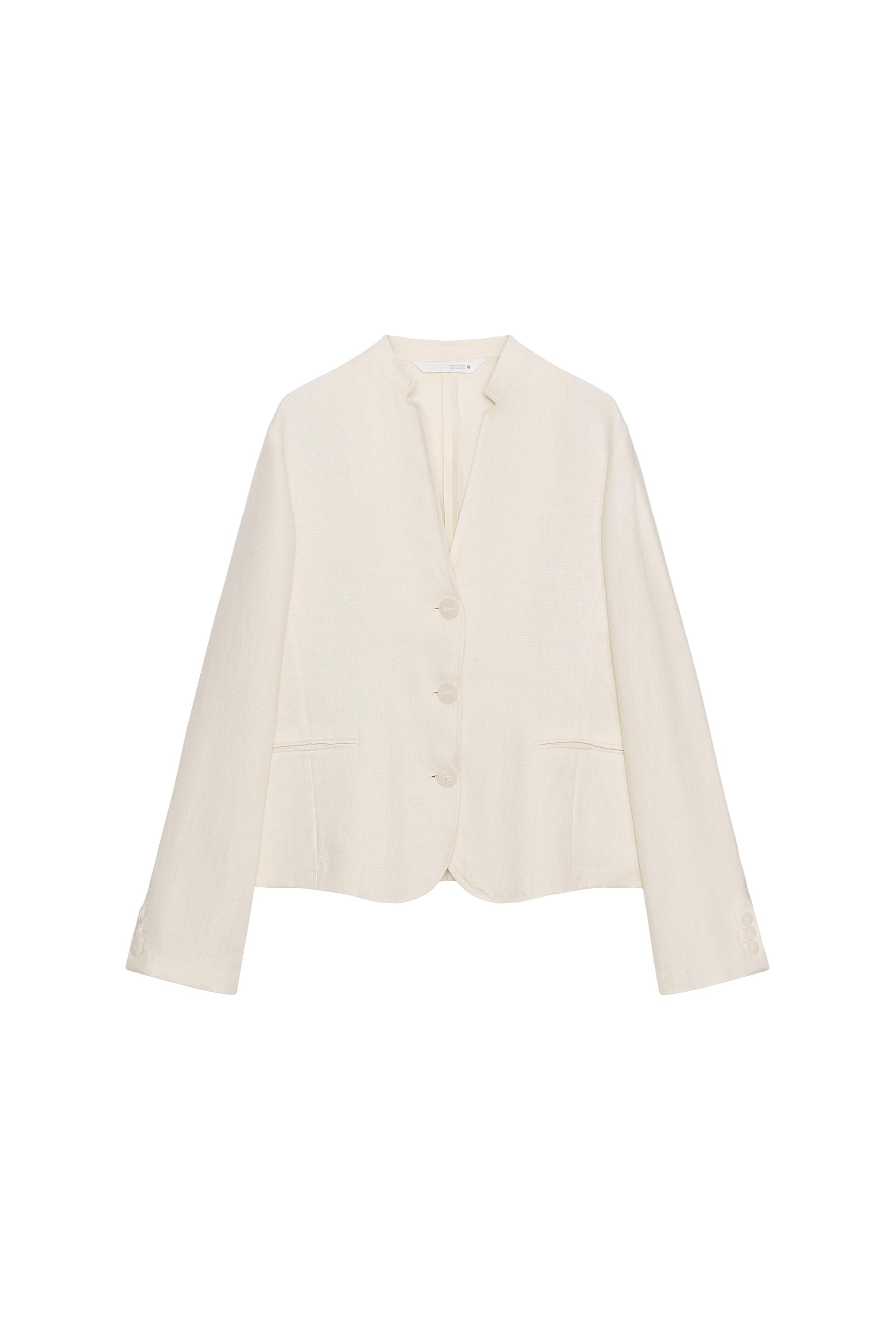 ZW COLLECTION リネン100% ブレザー - エクリュ | ZARA Japan / 日本