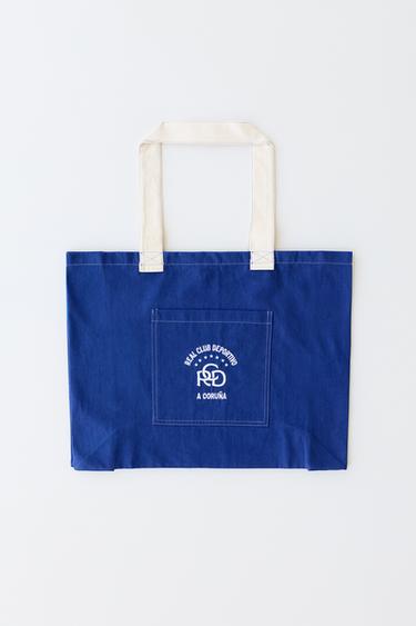 RC DEPORTIVO DE A CORUÑA EMBROIDERED TOTE BAG - Blue/White by Zara