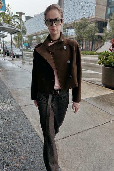 CASACO CURTO GOLA ALTA - Castanho da Zara