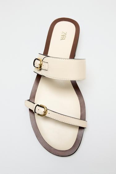 SANDALES DÉTAIL BOUCLES - Blanc écru de Zara