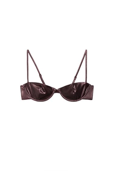 METALLIC UNDERWIRED BIKINI TOP - Brown by Zara