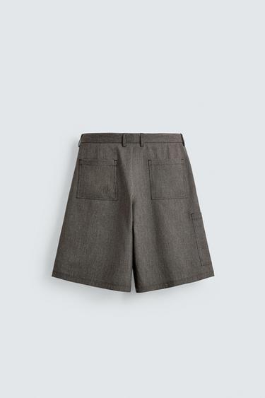 RELAXED WIDE-LEG CARGO BERMUDA SHORTS - Dark tan by Zara - Image 8