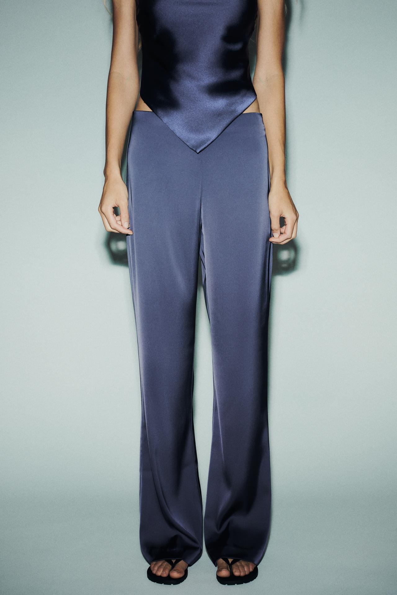 HIGH-WAIST SATIN TROUSERS