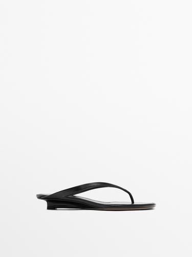 Zara Mid-heel sandals with toe divider - Black