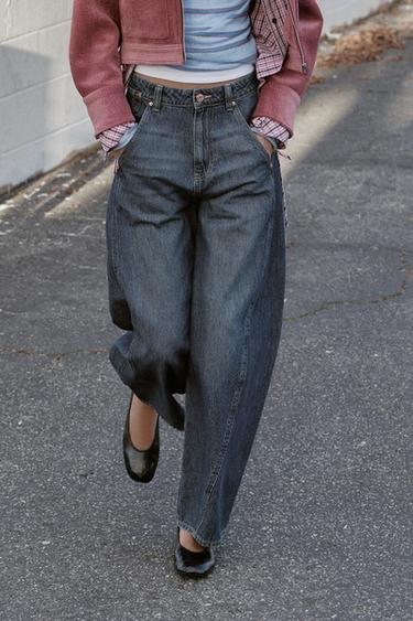 JEANS Z1975 WIDE-LEG LOOSE STITCHING - Blue by Zara