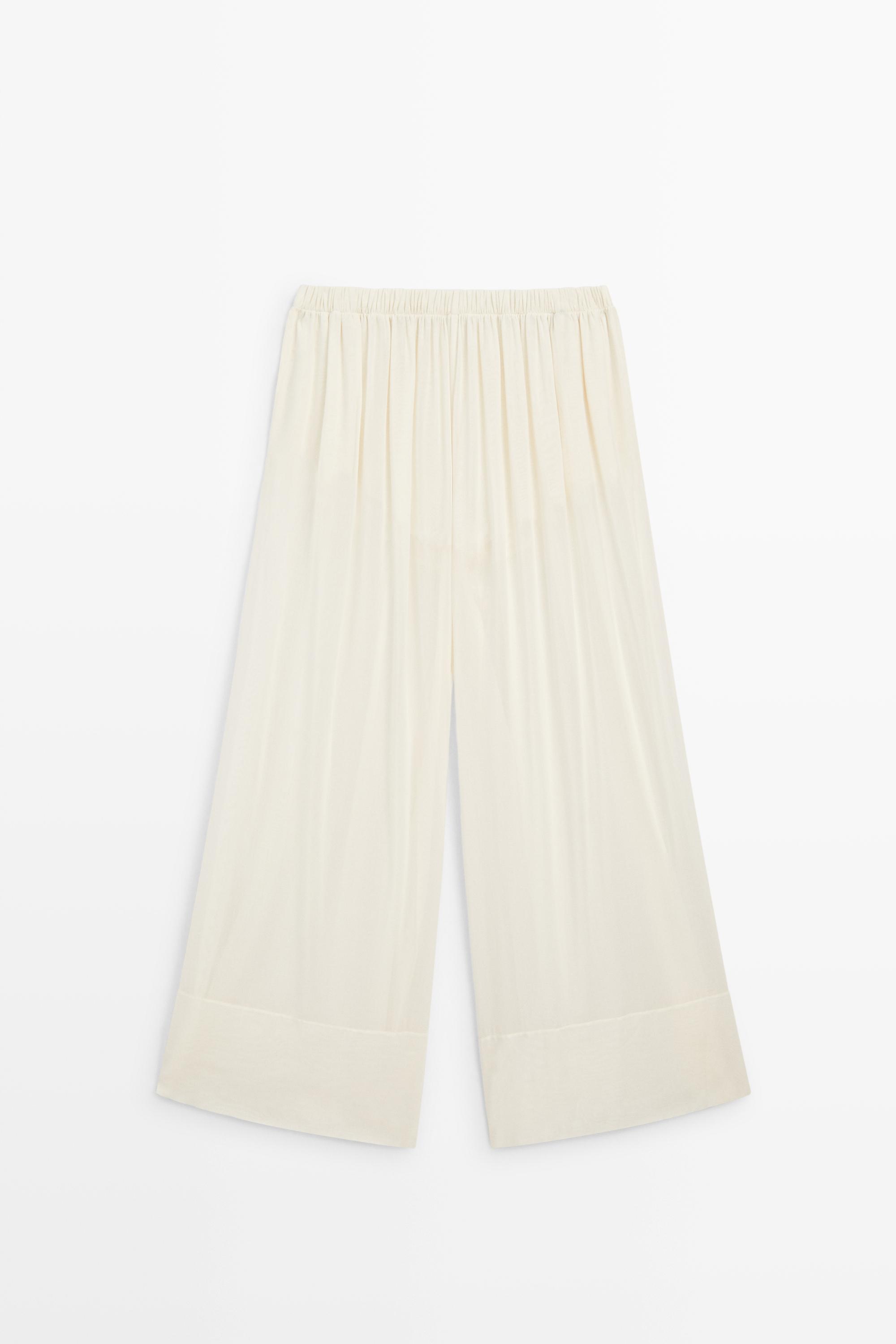 Semi-sheer flowing wide-leg pants
