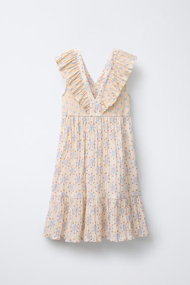 ROBE TEXTURÉE VOLANTS FLEURS - Beige clair de Zara - Image 1