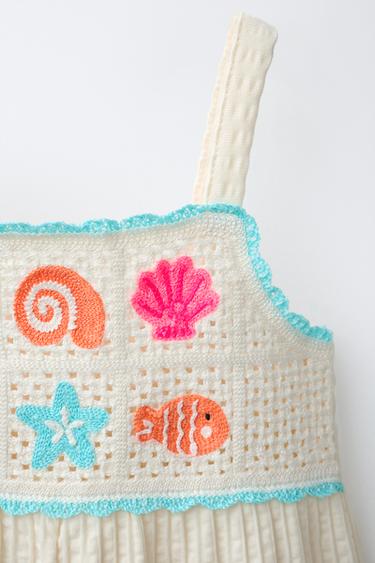 COMBINAISON LONGUE BRODÉE - Turquoise clair de Zara - Image 2