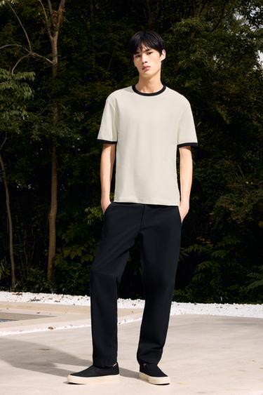 Zara 斜紋布休閒長褲 - 海藍色 - 圖片 0