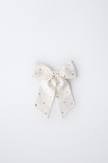 JEWEL BOW HAIR CLIP - White by Zara