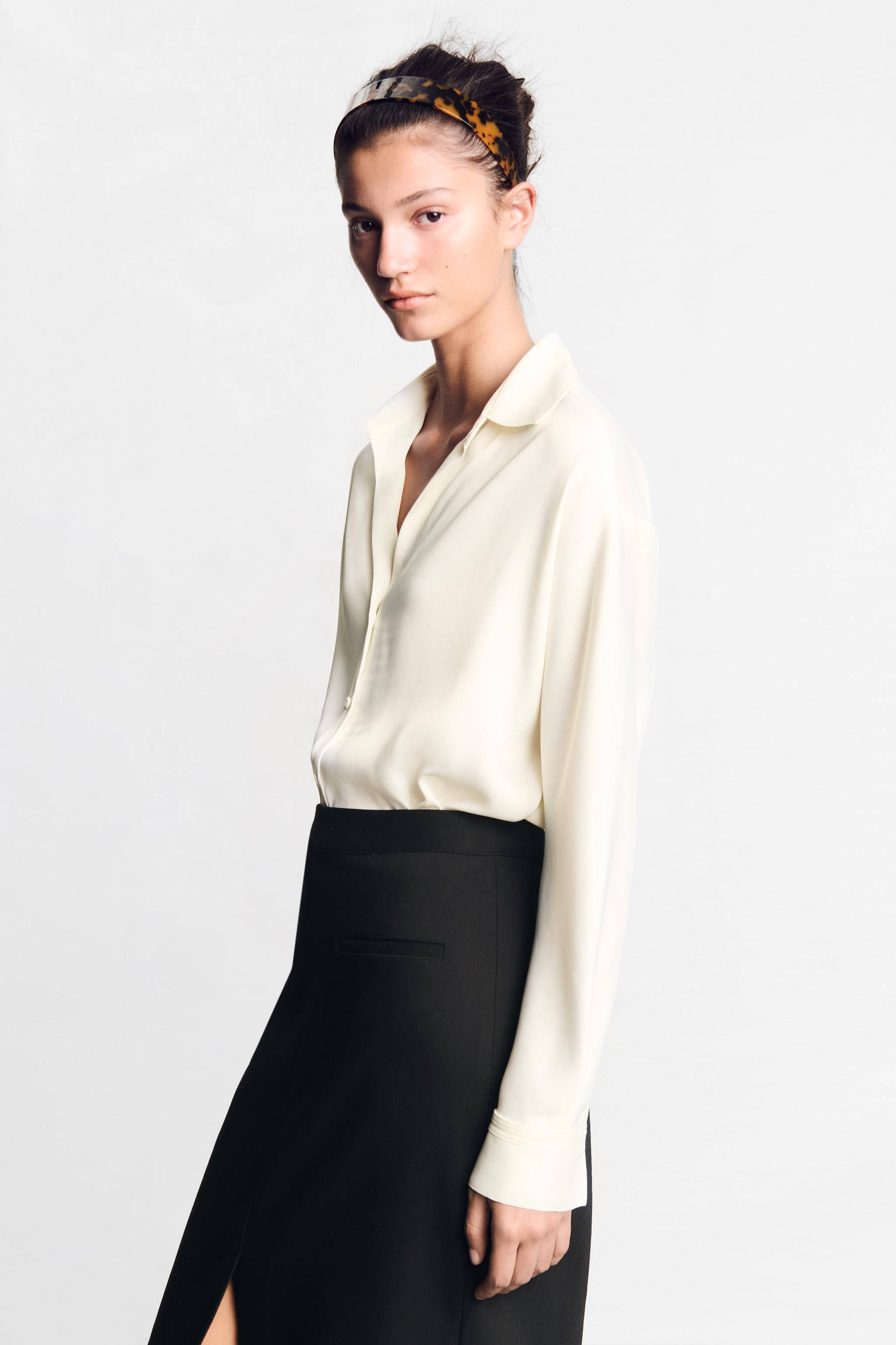 Zara FLUID COVERED-BUTTON SHIRT — фото 3