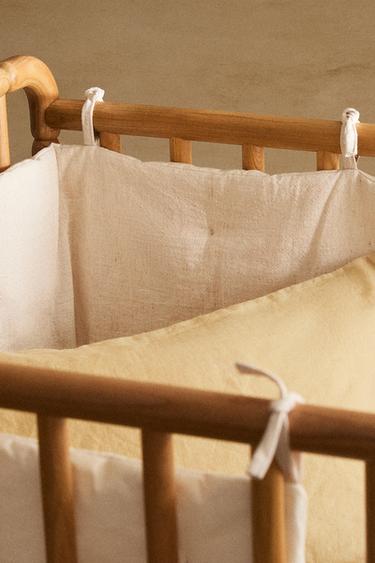 CHILDREN'S PLAIN POPLIN AND LINEN COT BUMPER COVER - Ecru by Zara - Image 6