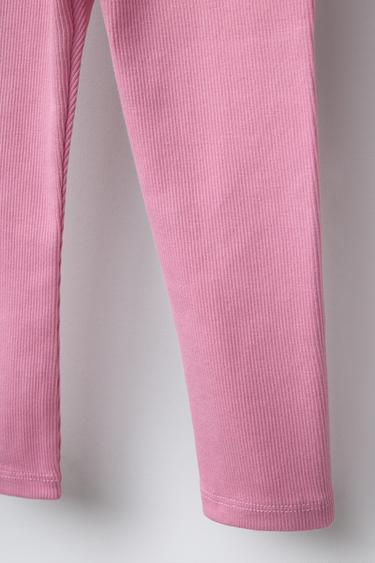 RIBBED LEGGINGS WITH LABEL - Pink by Zara - Image 3